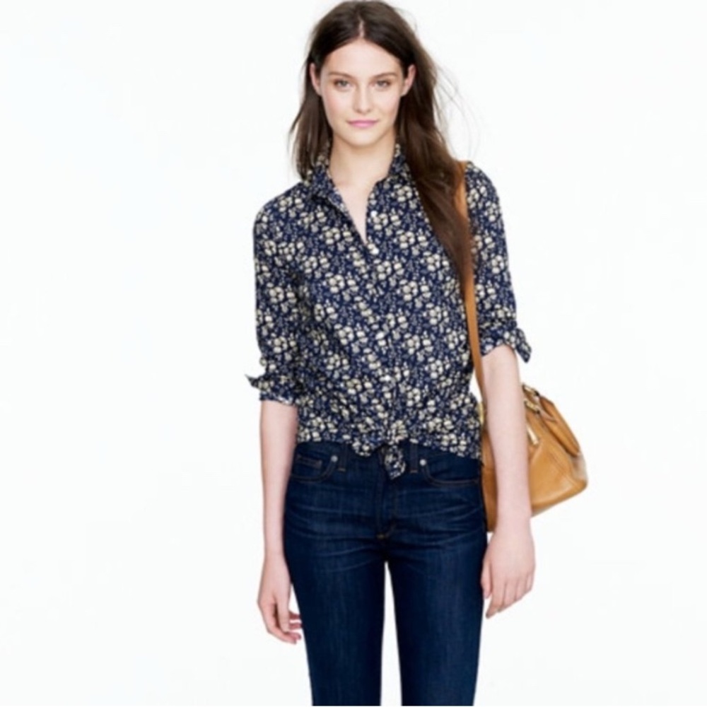 Liberty Art Fabrics for J Crew cotton floral button down top, size 8
